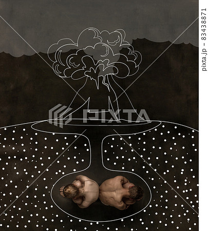 Contemporary art collage, modern creative design. Idea, inspiration, saving environment, ecology, eco, warming of the Earth's climate. Contemporary art collage, modern creative design. Idea, inspiration, saving environment, ecology, eco, warming of the Earth's climate. 83438871