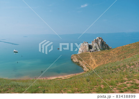 Cliffs on Olkhon Island. Lake Baikal is a rift lake located in southern Siberia, Russia. The largest freshwater lake by volume in the world. A Natural Wonder Of The World. 83438899