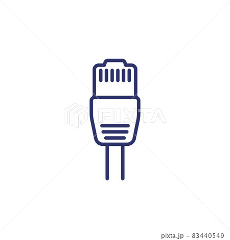 ethernet plug, rj45 line icon on white ethernet plug, rj45 line icon on white 83440549
