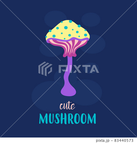 card with cartoon cute mushroom on dark card with cartoon cute mushroom on dark 83440573