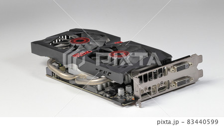 Professional video graphic card, High performance video graphic card for workstation computer isolated on white,  83440599