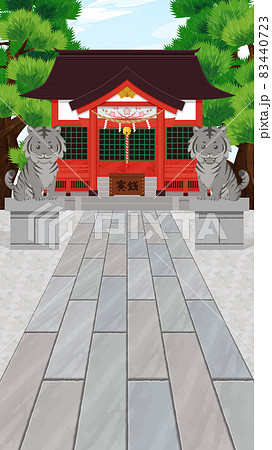 虎神社の背景イラスト 16 9 縦のイラスト素材
