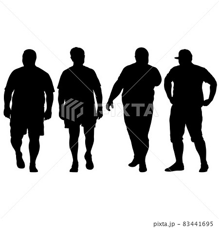 Black Set Silhouettes Large Man on white background Black Set Silhouettes Large Man on white background 83441695