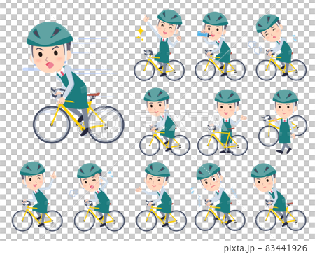 一組騎公路自行車的男超市店員 83441926