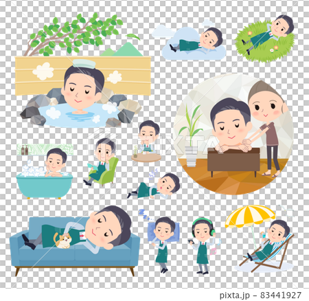 Supermarket clerk male set on relaxation 83441927