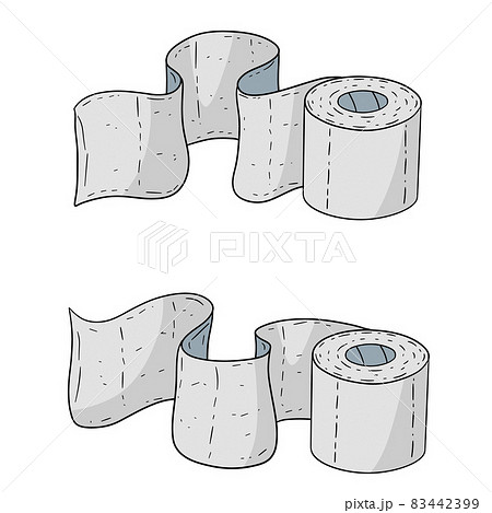 Set of toilet paper. Bath element. White cartoon object. Set of toilet paper. Bath element. White cartoon object. 83442399
