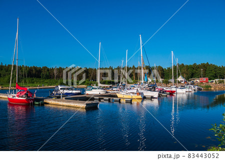 Yacht club, with a lot of yachts and boats, ships. 83443052