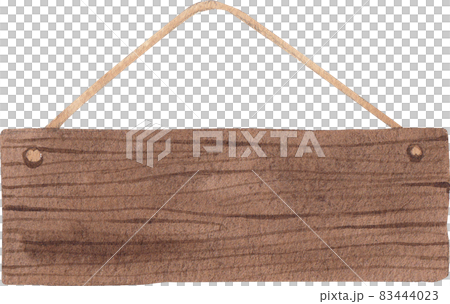 wood sign watercolor, plank signage, empty signboard wood watercolor hand drawn, 83444023