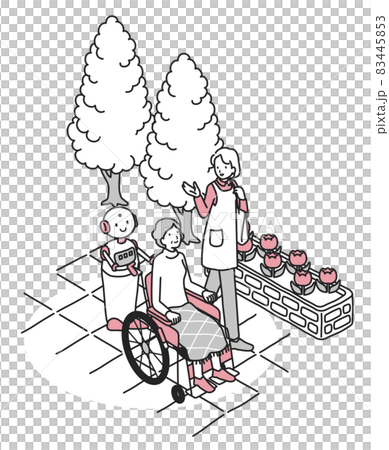 Caregiver working with a robot Caregiver working with a robot 83445853