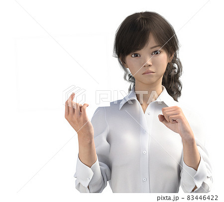 メッセージボードを持つ若い女性 perming3DCGイラスト素材 メッセージボードを持つ若い女性 perming3DCGイラスト素材 83446422