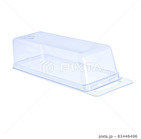 Clamshell package, Clear Plastic Blister Box, Empty transparent plastic container isolated on white background with clipping path 83446496