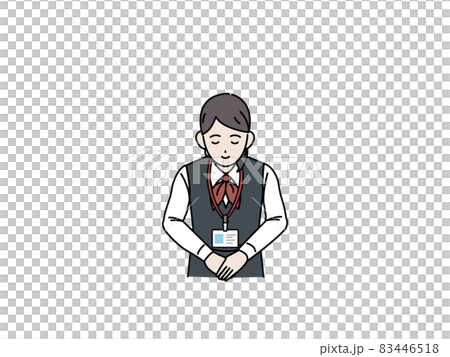 郵局工作人員女性鞠躬問候感謝插畫素材 郵局工作人員女性鞠躬問候感謝插畫素材 83446518