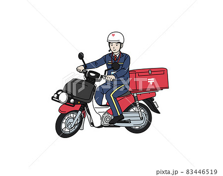 郵便配達員　バイクを運転する男性　イラスト素材 83446519