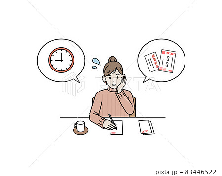 年賀状 はがき 忙しい 時間がない 困る女性 主婦 イラスト素材 年賀状 はがき 忙しい 時間がない 困る女性 主婦 イラスト素材 83446522