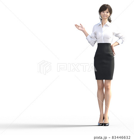 案内する若い女性社員　全身　perming3DCG　イラスト素材 83446632