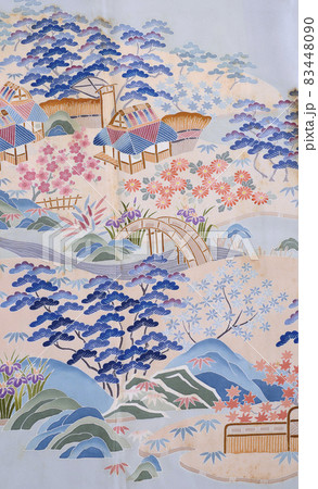 自然の絵柄　絹織物　染め物　古布　和柄 83448090