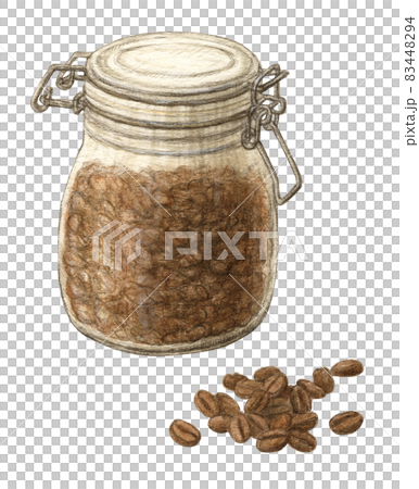 Coffee beans and bottle watercolor pencil illustration Coffee beans and bottle watercolor pencil illustration 83448294