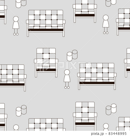 シンプルなアート家具デザインパターン背景素材1-白黒- 83448995