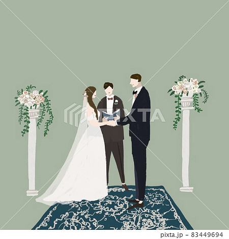 立会人と新郎新婦 、誓いの言葉、ウエディング、結婚式、 A 立会人と新郎新婦 、誓いの言葉、ウエディング、結婚式、 A 83449694