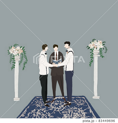 立会人とゲイカップル 、誓いの言葉、ウエディング、結婚式、 男性同性愛者、A 立会人とゲイカップル 、誓いの言葉、ウエディング、結婚式、 男性同性愛者、A 83449696