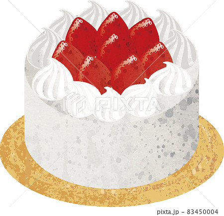 デコレーションケーキ イチゴ ケーキ ホール ホイップ お誕生日 クリスマス 水彩 イラスト素材のイラスト素材