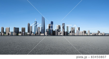 Cityscape with empty floor 83450807