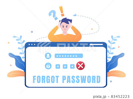 Forgot Password and Account Login for Web page, Protection, Security, Key, Access System in Smartphone or Computer Flat Vector Illustration 83452223