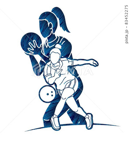 Group of Bowling Sport Players Bowler Action Cartoon Graphic Vector  83452275