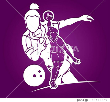 Group of Bowling Sport Players Bowler Action Cartoon Graphic Vector  83452279