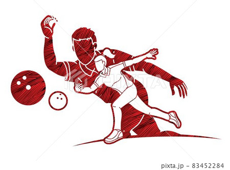 Group of Bowling Sport Players Bowler Action Cartoon Graphic Vector  83452284