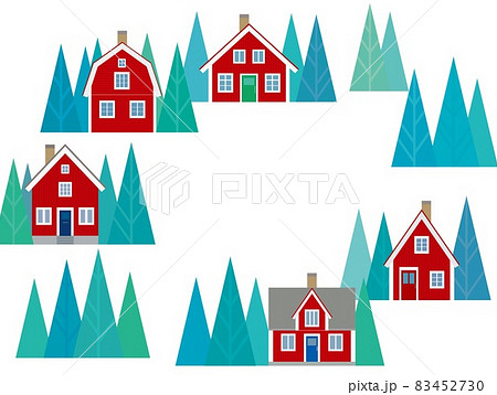 冬風景 フレーム スウェーデンのイラスト素材 冬風景 フレーム スウェーデンのイラスト素材