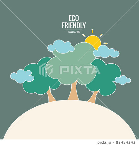 ECO FRIENDLY. Ecology concept with tree background. Vector illustration.. 83454343