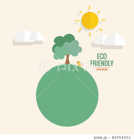 ECO FRIENDLY. Ecology concept with tree background. Vector illustration.. ECO FRIENDLY. Ecology concept with tree background. Vector illustration.. 83454352
