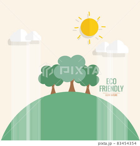 ECO FRIENDLY. Ecology concept with tree background. Vector illustration.. 83454354