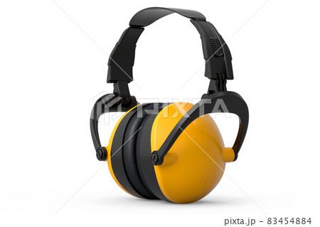 Protective yellow earphones muffs isolated on a white background 83454884
