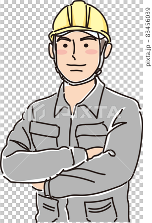 ガテン系男性_腕を組む 83456039