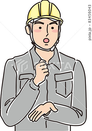 ガテン系男性_相槌を打つ ガテン系男性_相槌を打つ 83456043