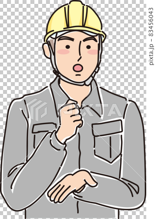 ガテン系男性_相槌を打つ ガテン系男性_相槌を打つ 83456043