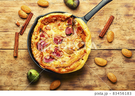 Omelet with figs in a frying pan Omelet with figs in a frying pan 83456183