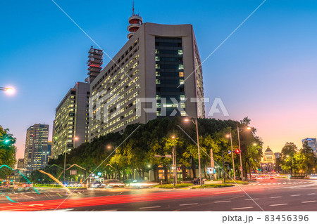日本の東京都市景観 衆院解散、夕焼けに映える警視庁や国会などを望む 日本の東京都市景観 衆院解散、夕焼けに映える警視庁や国会などを望む 83456396