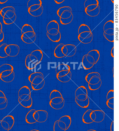 Circles pattern navy orange modern mid century texture, mud cloth design shapes seamless pattern set 83456790
