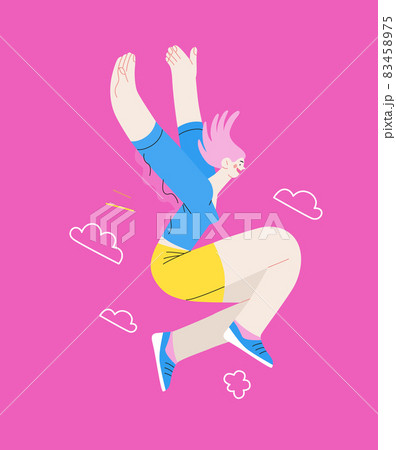 Happiness - happy people jumping in the air cheerfully 83458975