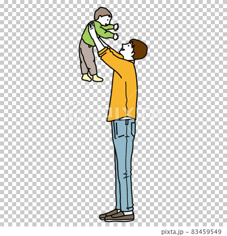Vector illustration of father and baby picking… - Stock Illustration