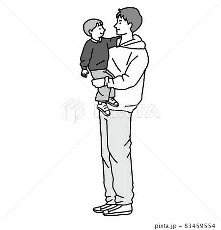 子供を抱っこする父親のベクターイラストのイラスト素材