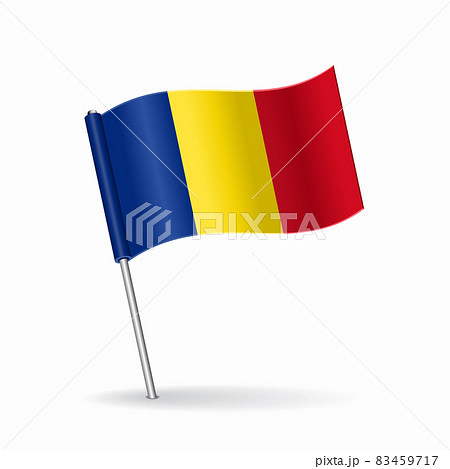 Romanian flag map pointer layout. Vector illustration. Romanian flag map pointer layout. Vector illustration. 83459717