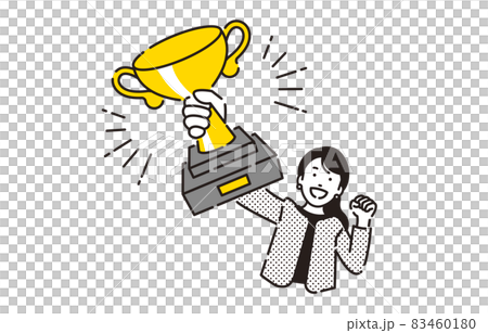 人物 トロフィーを持つビジネスパーソン女性 83460180