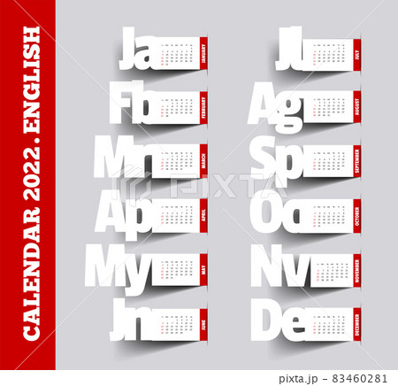 Calendar for 2022 in the form of cut paper origami. Vector illustration Calendar for 2022 in the form of cut paper origami. Vector illustration 83460281