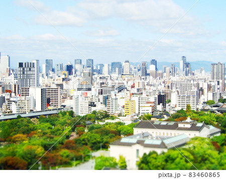 大阪府　天王寺の街並　ジオラマ風 83460865