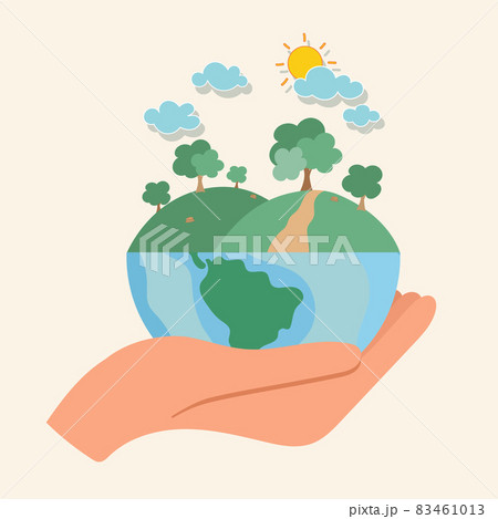 ECO FRIENDLY. Ecology concept with Green Eco Earth and Trees. Vector illustration. ECO FRIENDLY. Ecology concept with Green Eco Earth and Trees. Vector illustration. 83461013