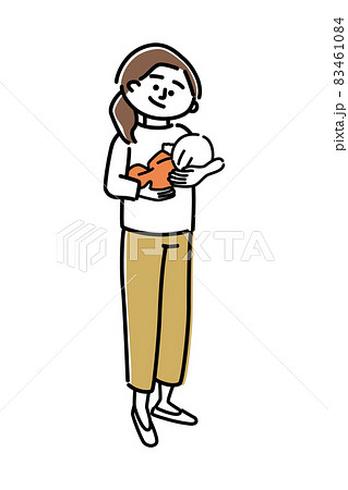 赤ちゃんを抱っこしている女性のイラストのイラスト素材